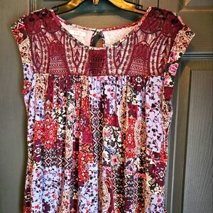 Maurice's sleeveless mixed material top